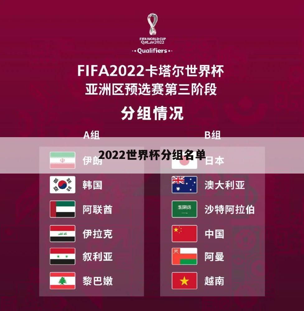 2022世界杯分组名单