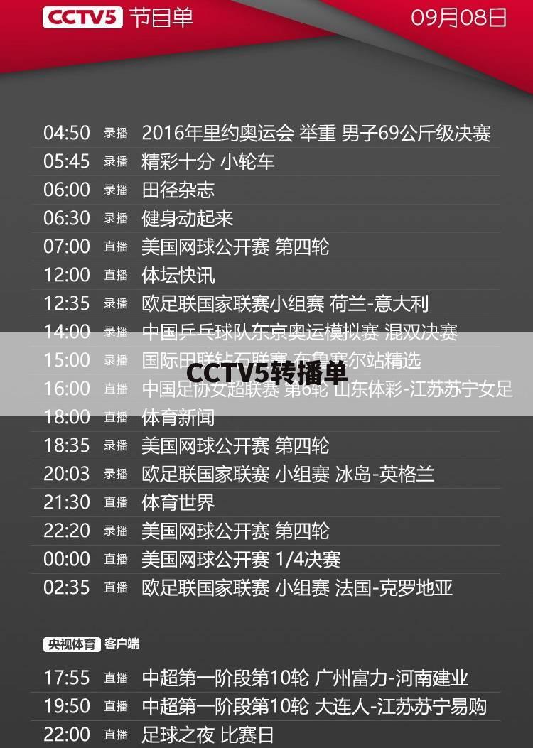 CCTV5转播单