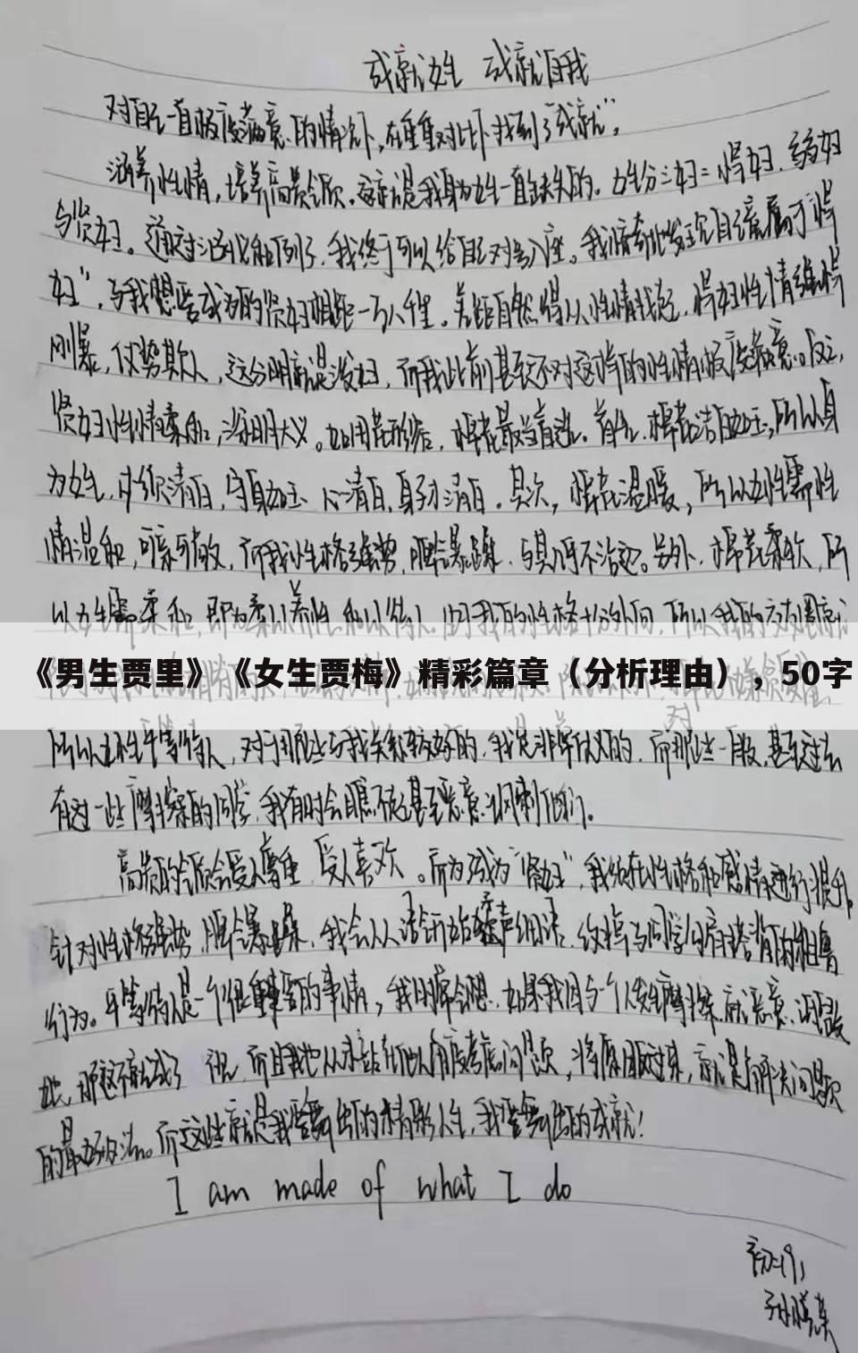 《男生贾里》《女生贾梅》精彩篇章（分析理由），50字